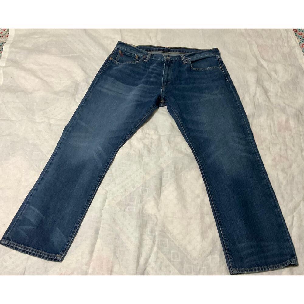 Polo Ralph Lauren Straight Leg Authentic Dungarees Blue Jeans mens Size 36X30 - Picture 10 of 11